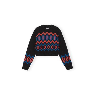 新品厚实提花绵羊毛衫GANNI