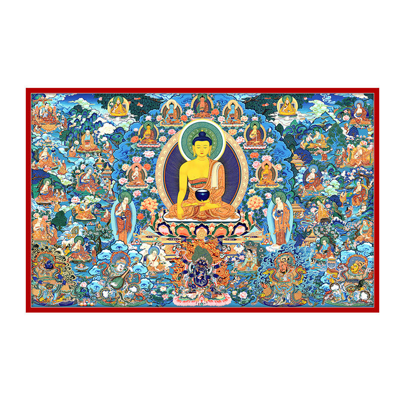 横幅长卷佛堂大幅背景壁画装饰画