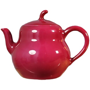 景德镇陶瓷茶壶胭脂红釉小茶壶泡茶壶胭脂水小品壶葫芦壶