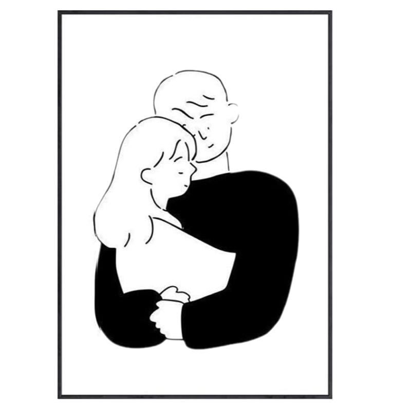 装饰画挂画情侣人物线条卡通艺术