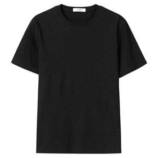 问道t恤男轻奢老钱风夏季透气轻奢老钱风提花纯色圆领短袖6807