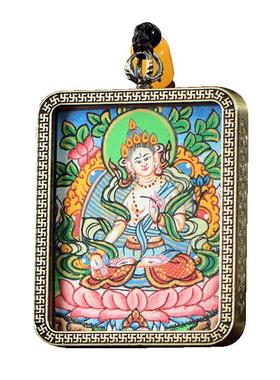 藏式手绘唐卡吊坠项链嘎乌盒挂件