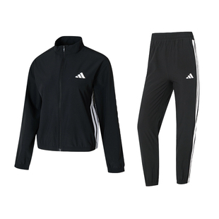 阿迪达斯运动套装女装2026春新款梭织夹克外套收口长裤正品两件套