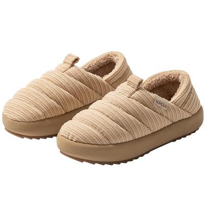 灯芯绒包跟棉拖鞋可外穿