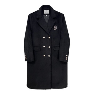 阿车家的大码jk原创中长款学院风双排扣大衣女秋冬胖mm毛呢外套