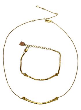 AOPOSS白姿 镀K金 [微笑竹节]手链项链女款原创设计小众简约饰品