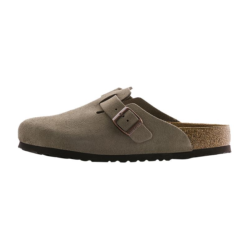 BIRKENSTOCK勃肯德國(guó)進(jìn)口男女夏款牛皮絨面革軟底Boston包頭拖鞋