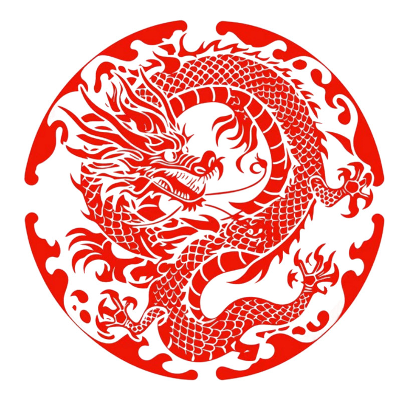中国龙纹墙贴自粘防水墙贴走廊客厅玻璃门可遮瑕可移除红色贴纸画