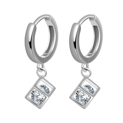 老银匠925纯银闪耀立方耳圈