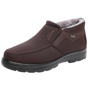 冬季老人棉鞋男中老年爸爸鞋老北京布鞋加绒加厚保暖防水防滑大码