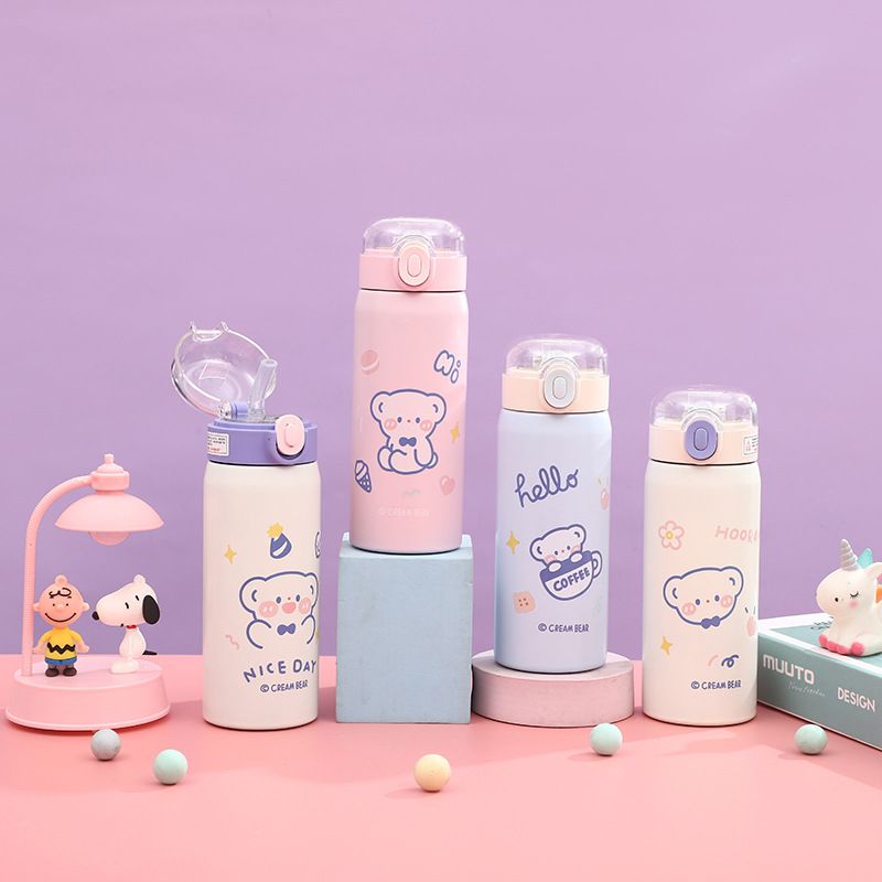 卡通304不锈钢吸管保温杯户外便携迷你保温杯创意儿童弹跳水杯