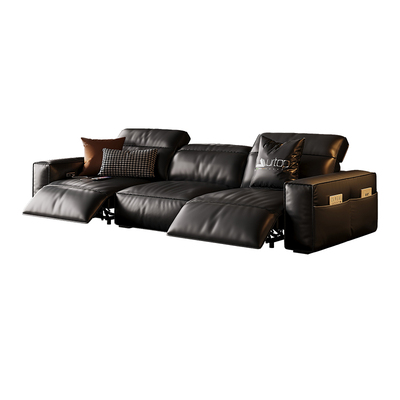 意式极简豆腐块高端轻奢真皮沙发电动功能客厅直排零靠墙直排沙发