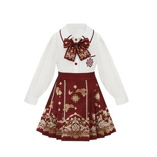 十三余童装短款马面裙套装女童国风汉服春秋款走进校园系列