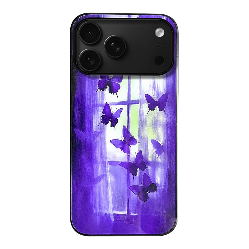 沧海蝴蝶 新中式禅意言壳坊原创高级感适用于苹果手机壳iphone17promax华为小米钢化玻璃套小众16pro紫色15pm