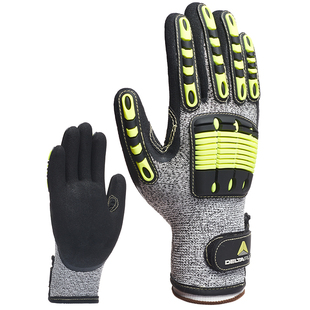 代尔塔登山户外防切割防刺防撞击防滑防扎工作业劳保橡胶防护手套