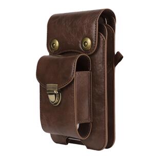 通用6.9寸竖款双格多功能翻盖腰包适用苹果15三星S23华为手机挎包