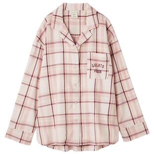 gelato pique25秋冬新品女睡衣长袖格纹宽松衬衫家居服PWFT254292