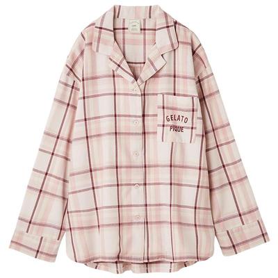 gelato pique25秋冬新品女睡衣长袖格纹宽松衬衫家居服PWFT254292