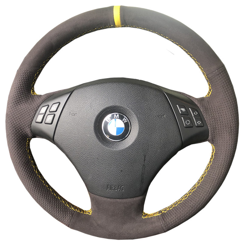 宝马3系320li专用翻毛皮手缝方向盘套新5系525li X3E90E60E92把套