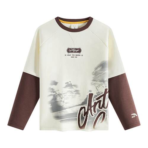 少年顽家安踏儿童长T针织长袖2025秋季新款舒适亲肤大童圆领上装