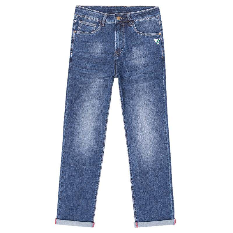 大大牛 亲肤舒适弹力直筒宽松牛仔裤男大码高腰深裆春秋款长裤子