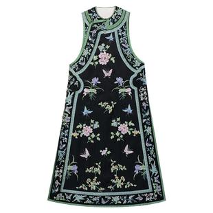 满庭幽芳丨一城风絮丨春秋真丝香云纱满绣花如意大襟原创款长马甲