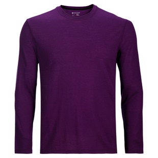 天赋灵感男士圆领美丽诺奴羊毛超轻吸汗排汗长袖专业运动户外训练