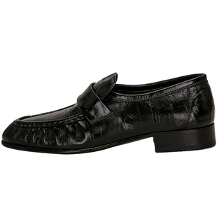 英伦风鳗鱼皮乐福鞋女秋冬新款 row风休闲一脚蹬皮鞋浅口通勤单鞋