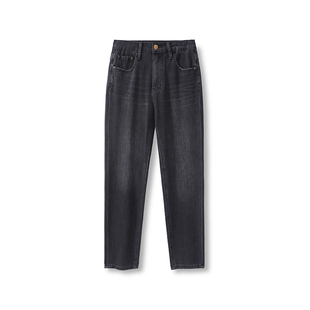 YANGLE 经典百搭烟管牛仔裤女2025秋冬新款九分抓绒窄版直筒裤
