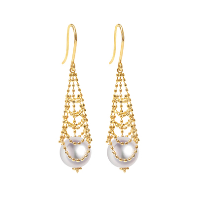 BEAUFINA18K金海水珍珠耳钉