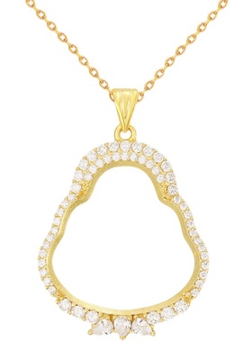 女士S925纯银满钻佛公吊坠空托