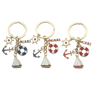欧美气质时尚可爱救生圈轮船灯塔拉链包饰品钥匙扣链包挂饰男女