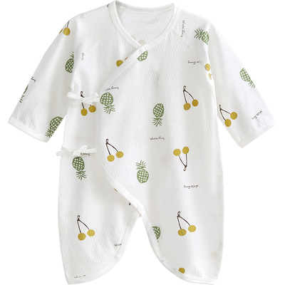 宝宝护肚纯棉长袖连体衣蝴蝶衣夏