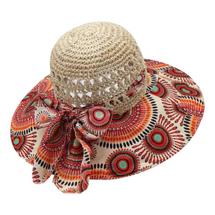 波西米亚风大檐圆顶草帽女夏季海边沙滩拍照防紫外线遮阳太阳帽子