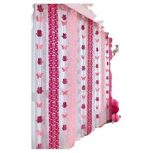 婚房布置套装长条喜字窗帘蝴蝶装饰喜字贴挂饰新婚礼女方卧室结婚