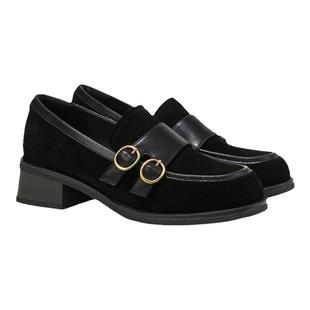 fed复古小皮鞋春季新款女鞋职业通勤单鞋绒面乐福鞋女D1228-ZC776