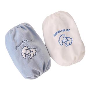 蓝色袖套女冬短款儿童护袖秋冬白学生可爱袖头羽绒服防脏工作套袖