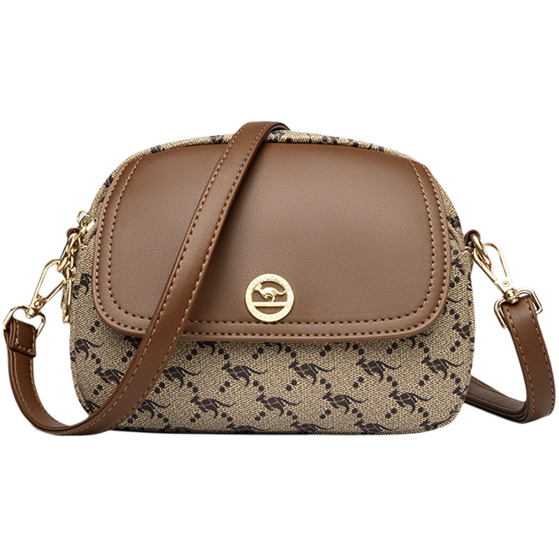 袋鼠品牌头层牛皮时尚印花
