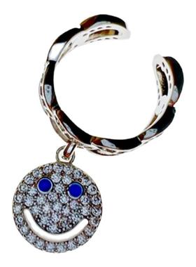 潮人笑脸回形针开口戒指~