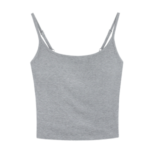 NEVA HU黑色带胸垫短款小吊带背心女夏季设计感修身辣妹无袖上衣