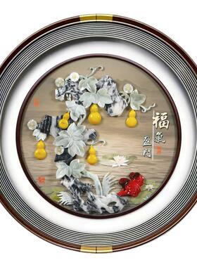 圆形新中式进门led灯挂画新中式