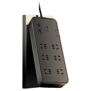 公牛插座抗电涌面板家用电源插线板带线排插拖线板接线板插排黑色