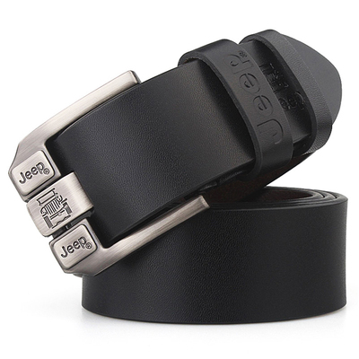 吉普男商务真牛皮合金休闲皮腰带