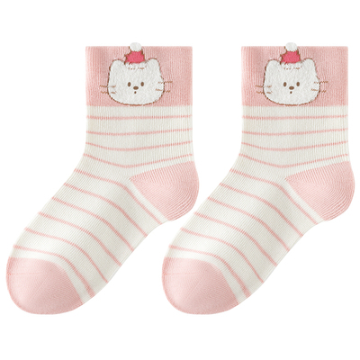caramella儿童袜子秋冬新款女童纯棉中筒袜中大童袜可爱卡通棉袜