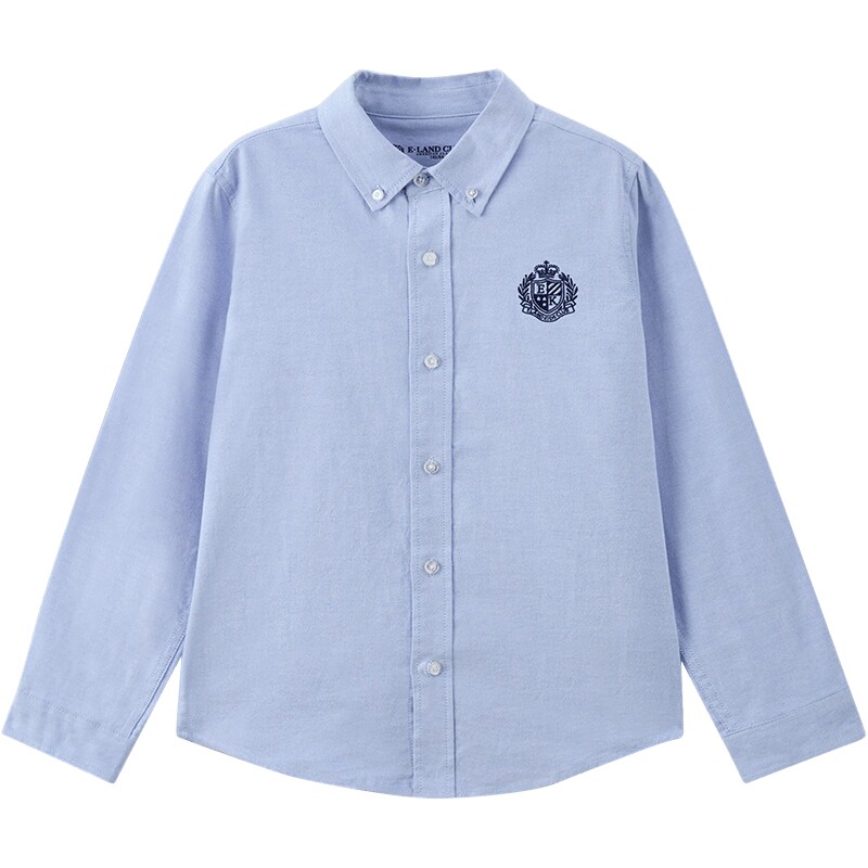 【100%棉】eland kids衣恋童装男女童衬衫25年春夏学院风刺绣长袖