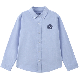 【100%棉】eland kids衣恋童装男童女童衬衫夏季学院风刺绣长袖