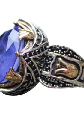 纯银复古紫色帕拉伊巴电气石戒指