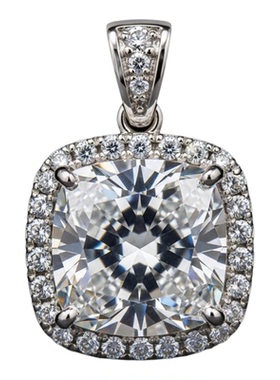 1克拉D色进口材质方糖纯银吊坠