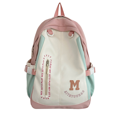 日系撞色小清新双肩包学生书包