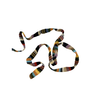 日系复古彩色小众针织细围巾女原宿风时髦多功能百搭细窄围脖配饰